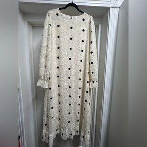 Elegant Cream Polka Dot Dress